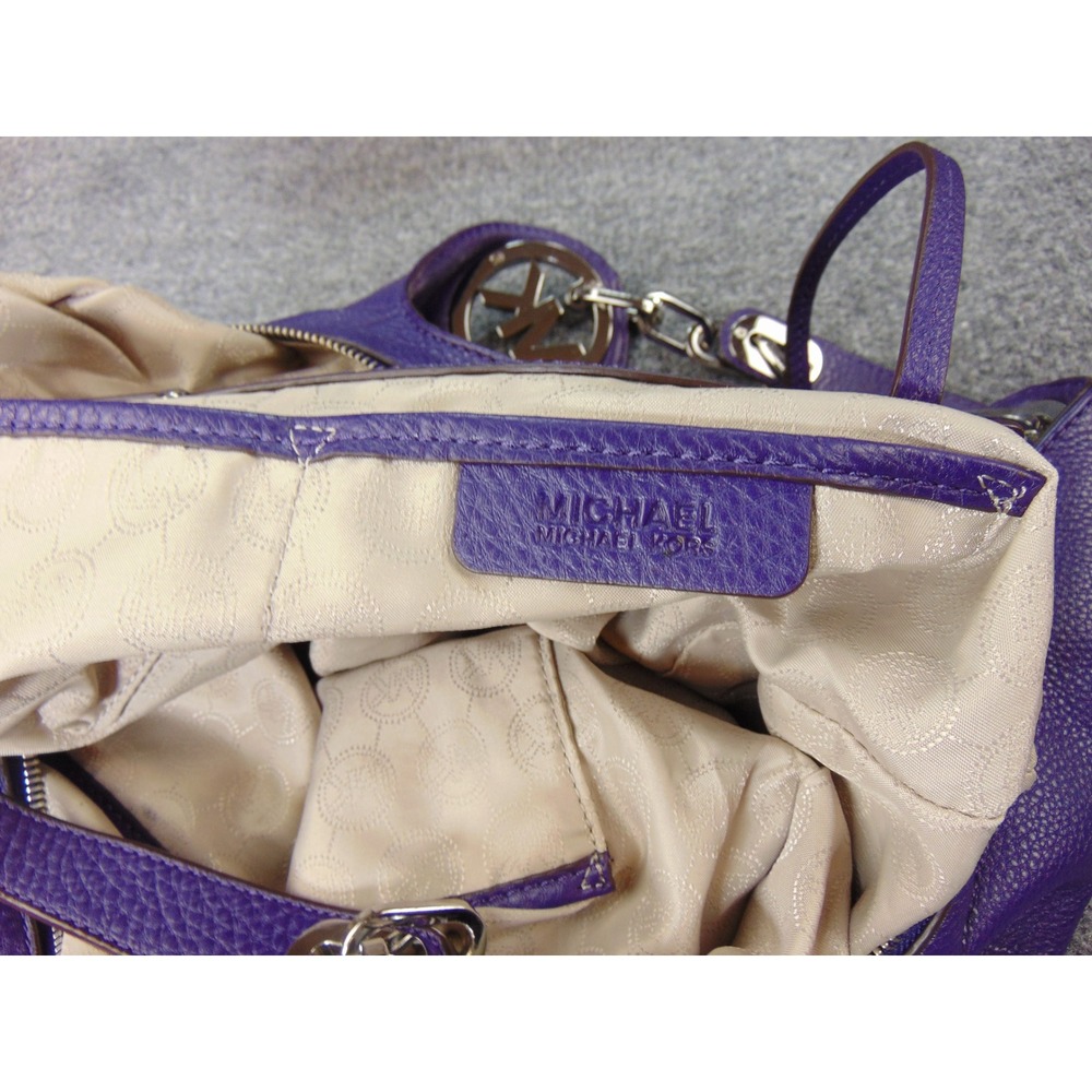 Michael Kors Fulton Large Hobo Purple Pebbled Leather Bag Purse 30H3SFTE3L - Picture 5 of 16